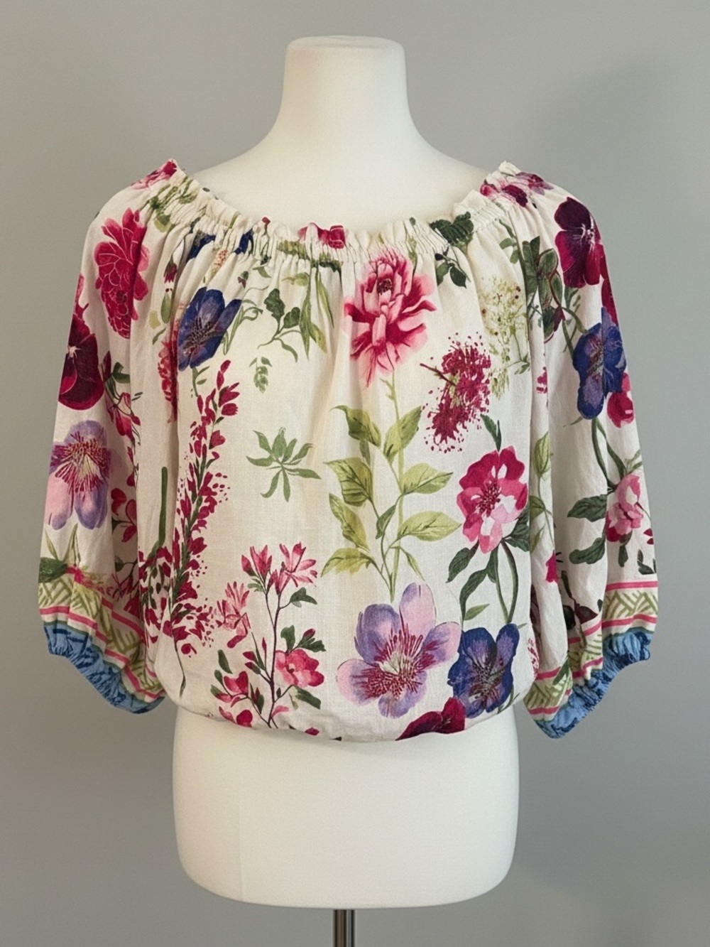 Christian Siriano New York XL Floral Puff Sleeve Peasant Blouse Cottagecore